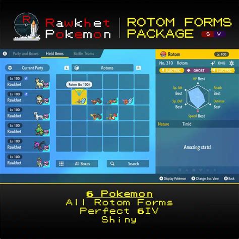 Rotom Forms Package (6x, 6IV, Shiny, Battle Ready) – Pokemon Scarlet and Violet - Rawkhet Pokemon