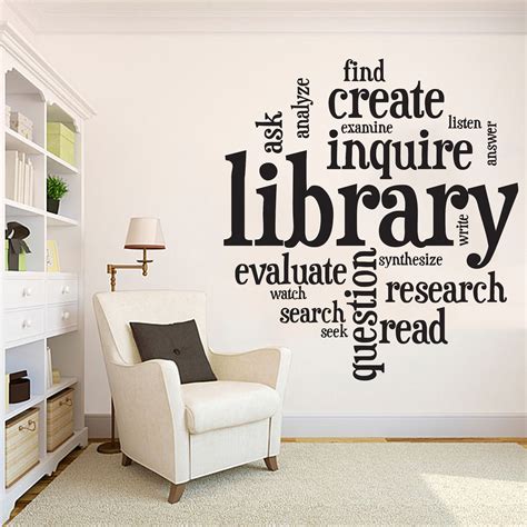 Library Vinyl Wall Art Decals Library Wall Decal Education - Etsy