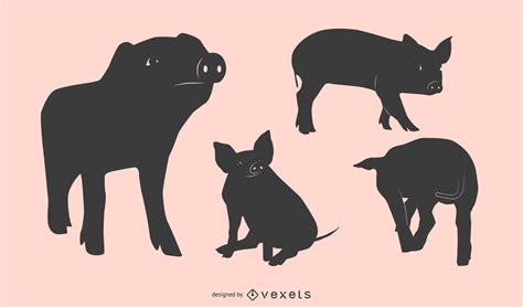 Pig Silhouette Design Set Vector Download