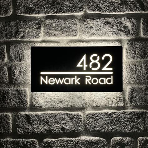 Illuminated LED Modern House Number Personalised Address Plaque 30 x 15cm | Modern house numbers ...