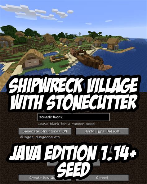 Shipwreck Village with Stonecutter Minecraft Seed [Java] | Minecraft seed, Minecraft houses ...