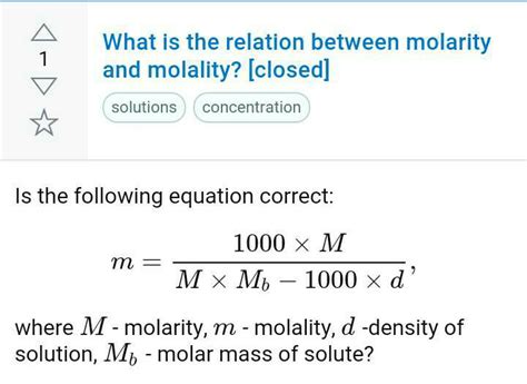 Relation between molarity and molality ?? | EduRev NEET Question