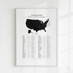 USA States and Capitals Chart Classroom 50 US States/capitals - Etsy UK