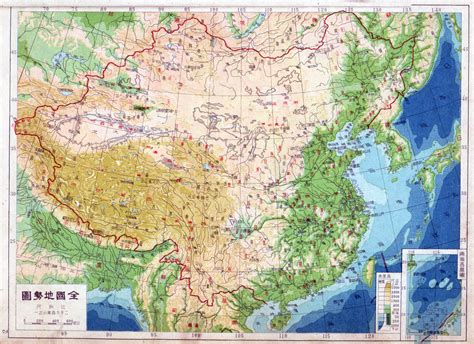 Large detailed physical map of map of China in Chinese – 1948. China ...