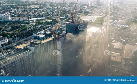 Fire in a High-rise Building Stock Photo - Image of roof, tower: 202327798