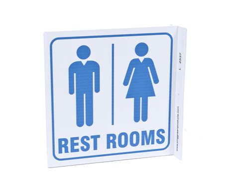 Projecting Restrooms Sign, Projects 7", L-shape | Zing