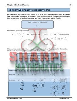 Math 10: Ch 4.5 Negative Exponents and Reciprocals by Sharpe at Math