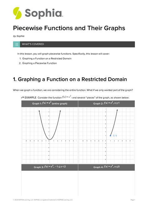 Piecewise functions and their graphs - Piecewise Functions and Their Graphs by Sophia In this ...