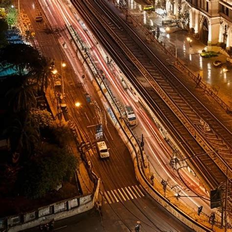 Premium AI Image | aerial view of howrah railway station at night in ...