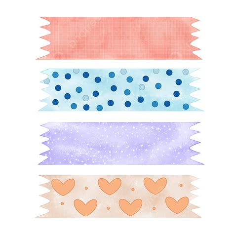 Cute Washi Tape Hd Transparent, Cute Watercolor Cartoon Washi Tape ...