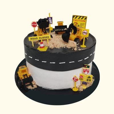 Halal-Certified Construction Theme Cake with Excavator - Piece Of Cake