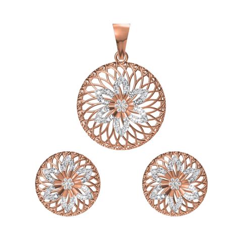 Turkish Design 18k Rose Gold Diamond Pendant Set - Gleam Jewels