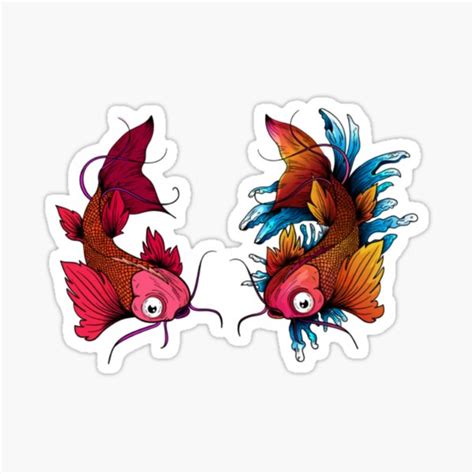 " butterfly koi orange tattoo fish ,koi fish tattoo" Sticker for Sale by Othmaneniri | Redbubble