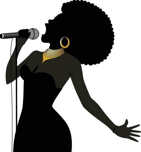 negro hembra cantante vector ilustración, negro americano dama con un afro canto fuera alto ...