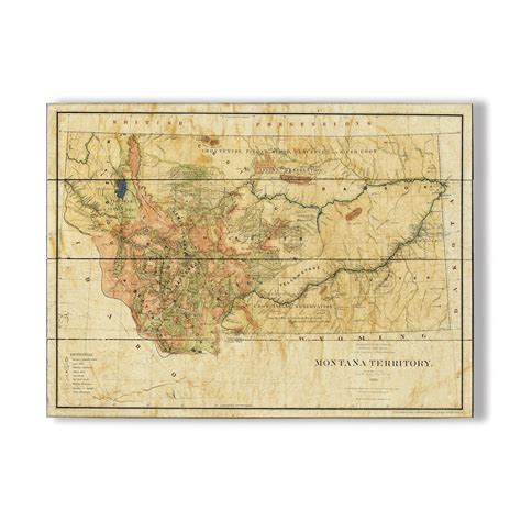 Great River Arts Historic Wood Montana Territory Map by Meissenburg De ...