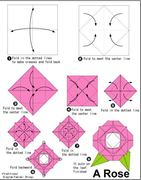 Rose - Easy Origami instructions For Kids