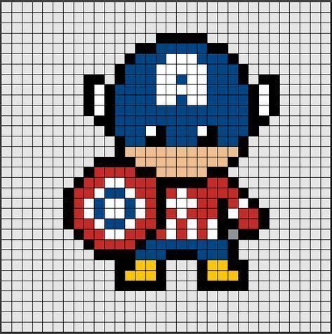 Patrón de Hama Beads Midi de Capitán América, nuestro superhéroe ...