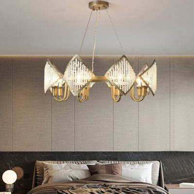 8-Light Crystal Chandelier Modern Ceiling Light Geometric Bronze Metal Lighting Decor | Homary