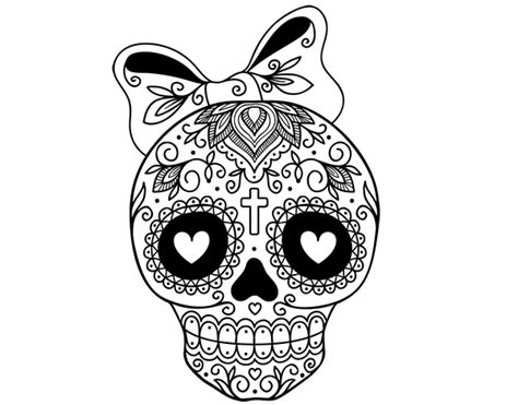 Dibujo de Calavera mejicana con lazo para colorear | Calaveras mexicanas dibujos, Calaveras ...