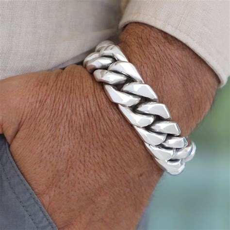 Solid 925 Sterling Silver Thick Men Bracelet 12 /20 MM - VY Jewelry