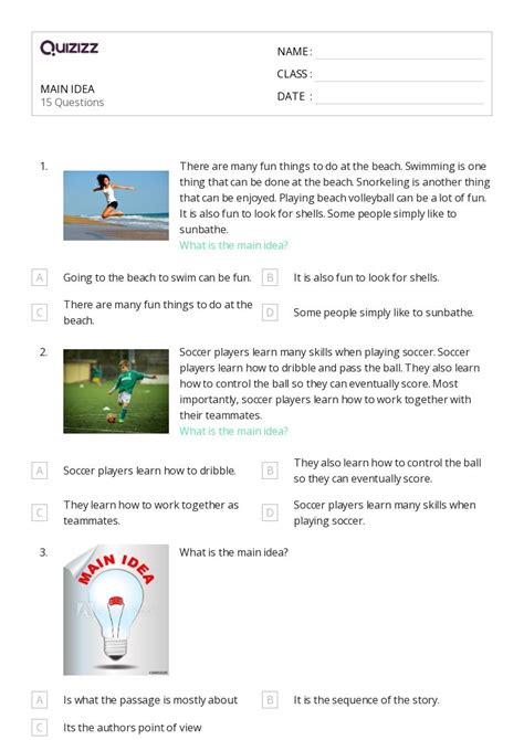 50+ Main Idea worksheets on Quizizz | Free & Printable