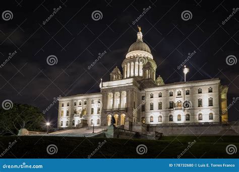 Rhode Island State House at Night Stock Photo - Image of history ...