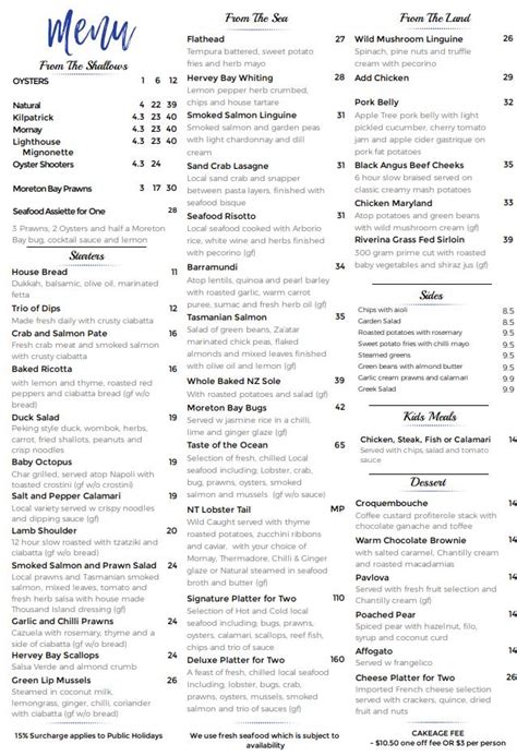 The Lighthouse Restaurant Menu - Urbanspoon/Zomato