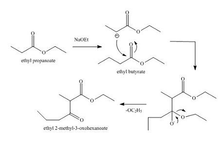 When a 1:1 mixture of ethyl propanoate and ethyl butanoate is treated with sodium ethoxide, four ...