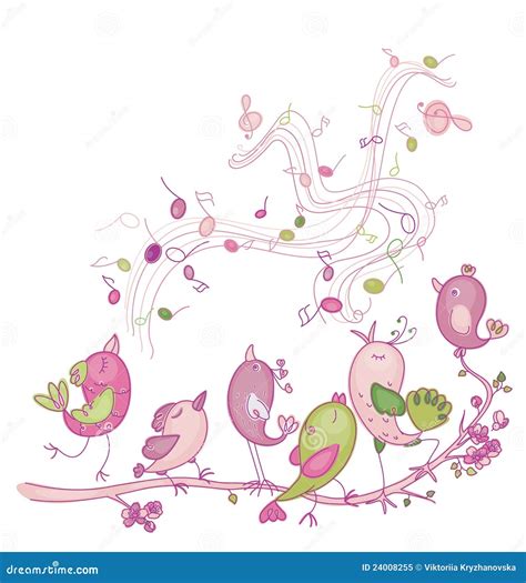 Cute Singing Birds Royalty Free Stock Photo - Image: 24008255