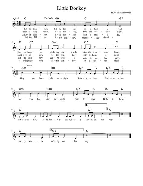 Little Donkey key c Sheet music for Piano (Solo) Easy | Musescore.com