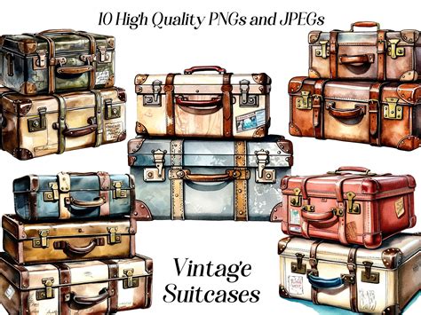 Vintage Suitcase Watercolor Clipart | lupon.gov.ph