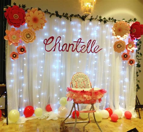 First birthday Backdrop with lights and personalized name. 1st Birthday Decorations, Backdrop ...