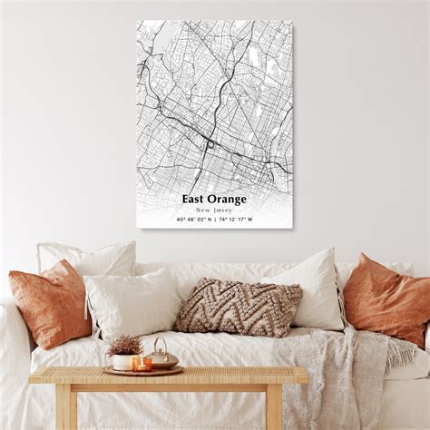 East Orange City Map Print, East Orange New Jersey Map Poster, USA City ...