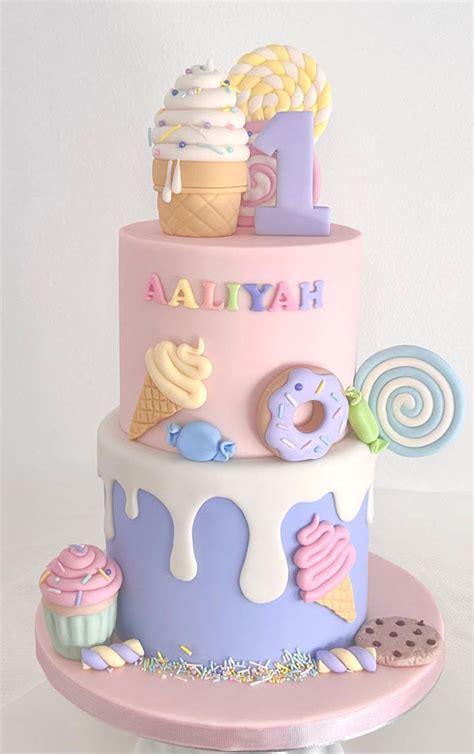 50+ Delightful 1st Birthday Cake Ideas for "Sweet Beginnings" : Candy Land Two-Tiered Cake