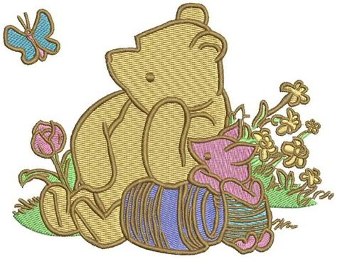 Vintage Embroidery Design - Pooh and Piglet