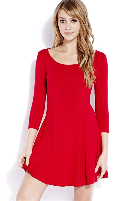 Forever 21 Go-To Fit & Flare Dress in Red | Lyst