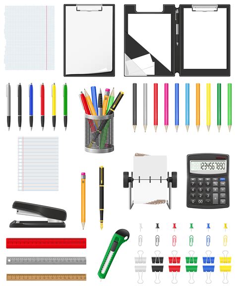 stationery set icons vector illustration 516811 Vector Art at Vecteezy