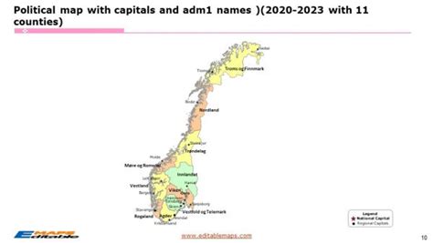 Norway Map with 19 Counties, 11 Counties and 15 Counties - Editable ...