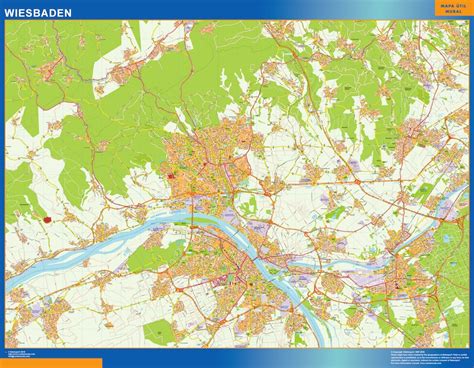 Wiesbaden map in Germany | Canada Wall maps of the world & countries