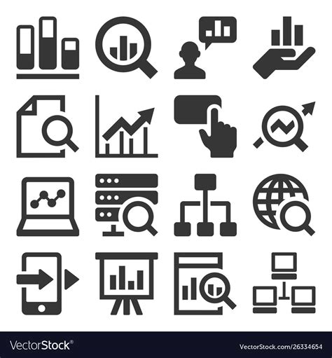 Data analysis icons set on white background Vector Image