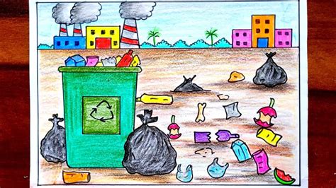 Land Pollution Drawing Easy | Soil Pollution Drawing | Science Project - YouTube