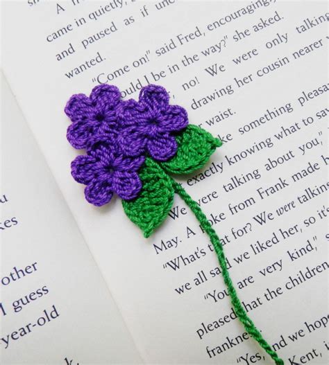 Handmade Crochet Purple Flowers Bookmark,Boomarks,Gifts | Crochet bookmarks free patterns ...