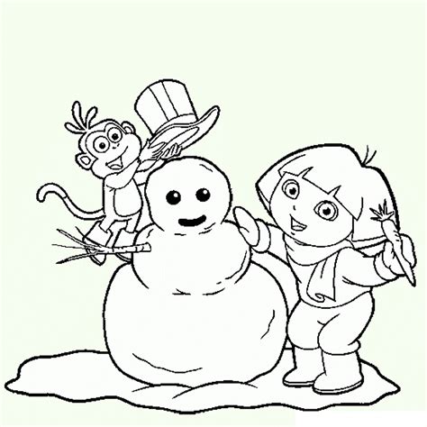 Dora Explorer Winter Coloring Pages & book for kids.