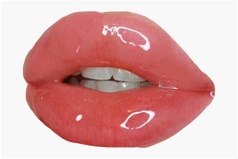 #lips #lipgloss #kiss #pink #aesthetic #lipstick #teeth - Glossy Aesthetic Lips, HD Png Download ...