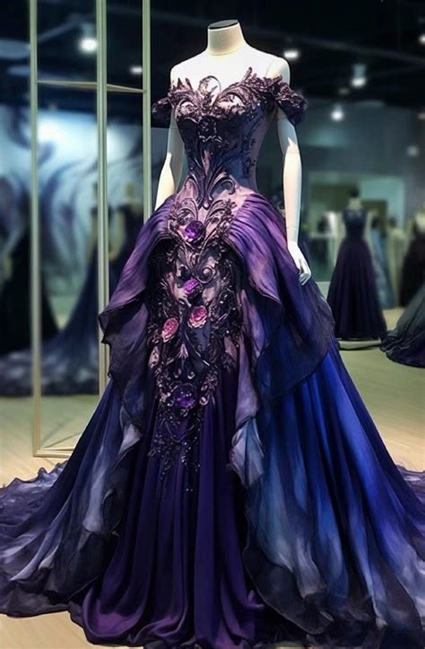 Dark Purple Ball Gown, Purple Dress, Purple Fantasy Dress, Ball Dresses ...