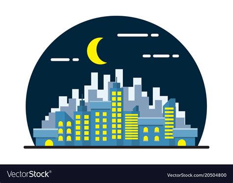 Night city landscape flat design Royalty Free Vector Image