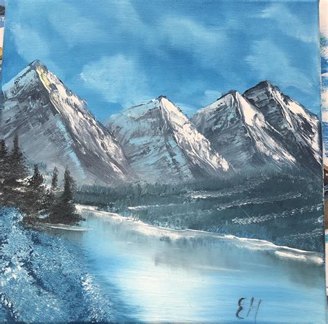 Bob Ross, Frozen Solitude Attempt : r/painting