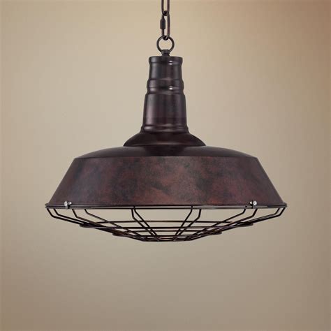 Tiedra Bronze 18 1/4" Wide Industrial Cage Pendant Light - #1F144 | Lamps Plus (With images ...