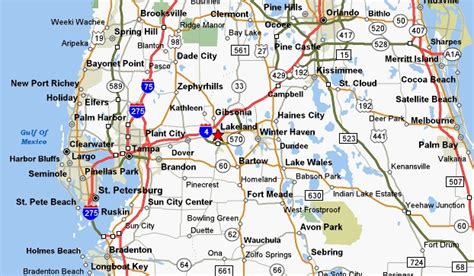 Map of Lakeland, Florida Roads and Major Cities