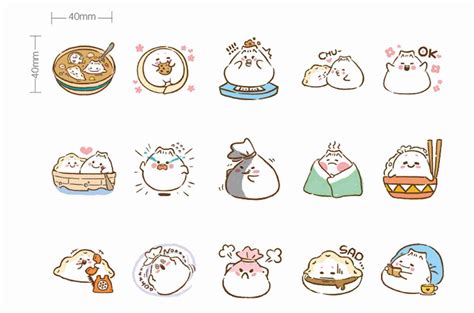 45 PCS Eat Dumpling Stickers Cute Stickers Album | Etsy